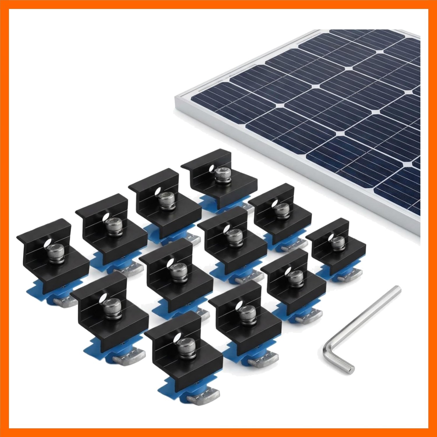 12-Pack Black Aluminum 30mm/35mm Solar Panel End Clamps for Standard Unistrut…