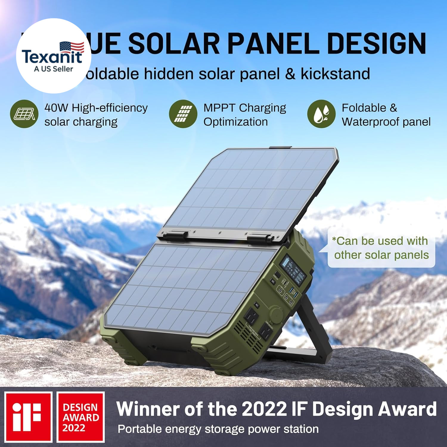 1600W Portable Power Station 1024Wh LiFePO4 Solar Generator Backup Battery