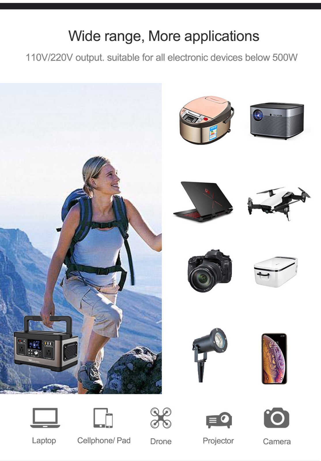 PA5 500W 140400mAh /3.7V/520Wh lithium ion battery Portable Solar Power Station