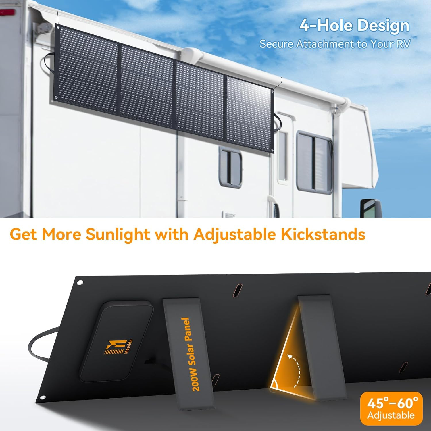 200 Watt Solar Panel IP68 Waterproof ETFE Coating Portable 24V MC4 Output Foldab