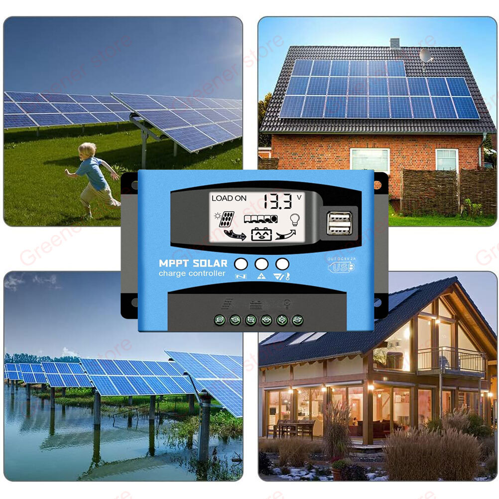 MPPT 30A-100A Solar Panel Regulator Battery Charge Controller Auto 12V/24V LCD