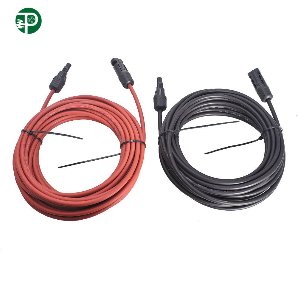 New 12 AWG 20 FT Black + Red Solar Panel Extension Cable Wire Connector