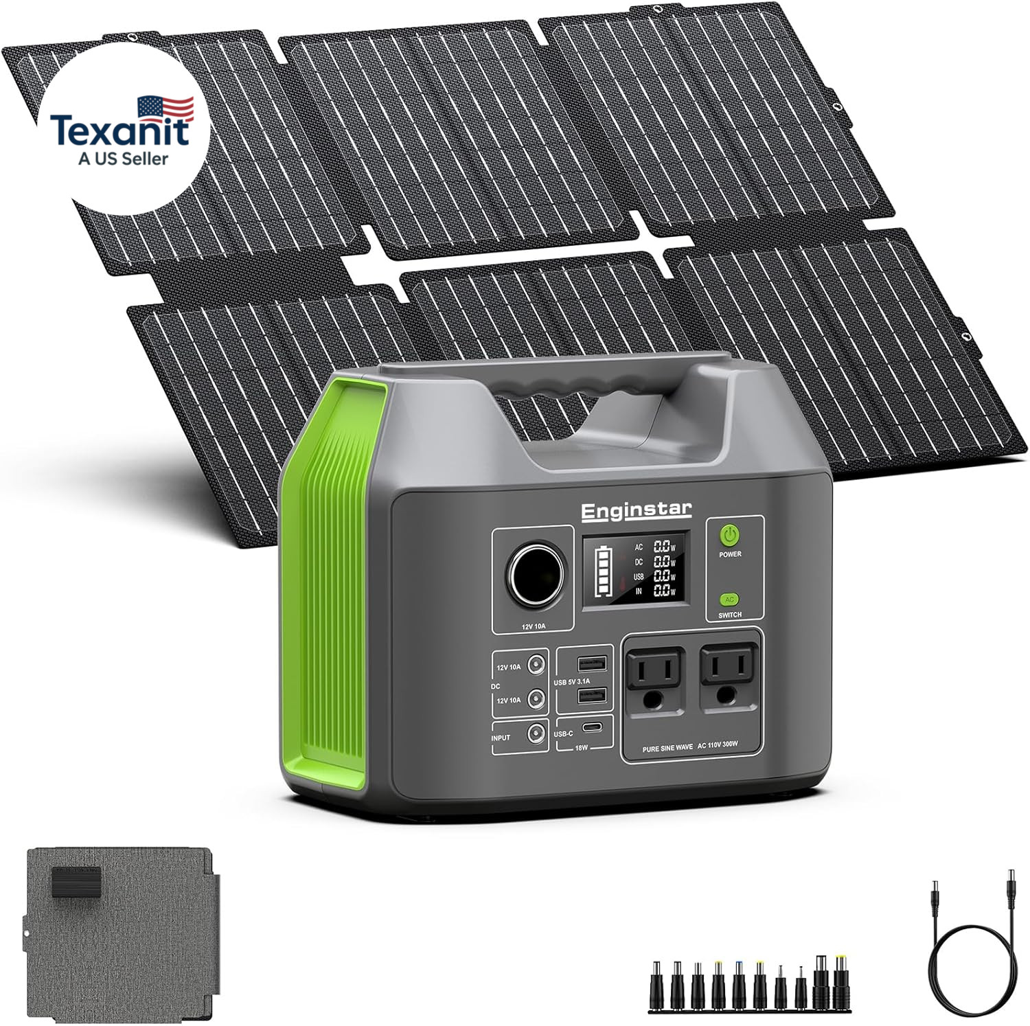 Portable Solar Generator, 300W Portable Power Station with Foldable 60W Solar Pa