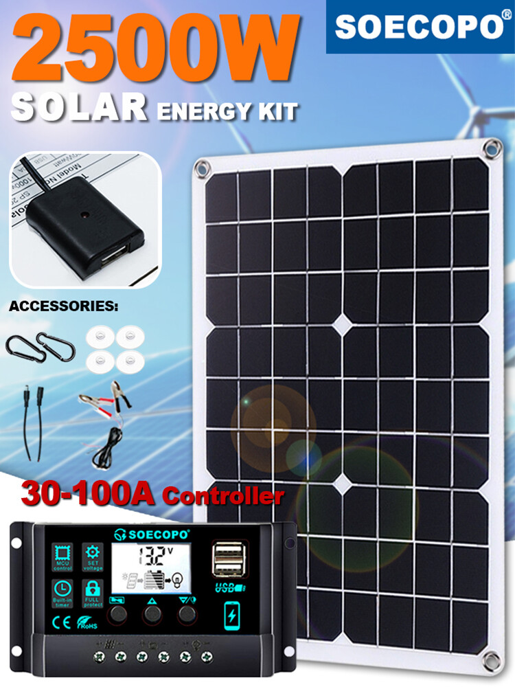 25 Watts Solar Panel Kit 100A 12V Battery Charger with Controller Caravan Boat A