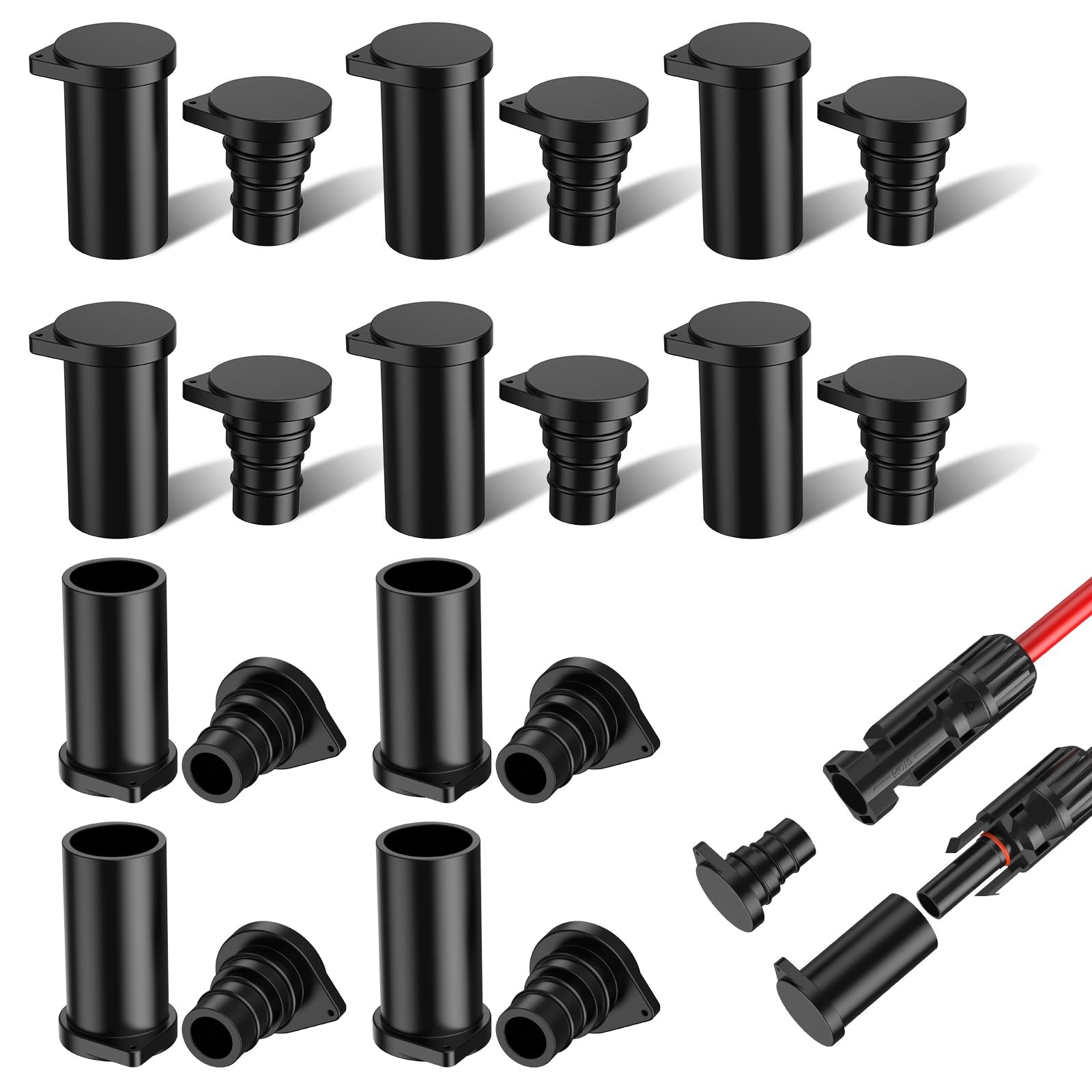 Bateria Power 12 Pairs Solar Connector Caps, IP68 Weather Resistant Dust Male…