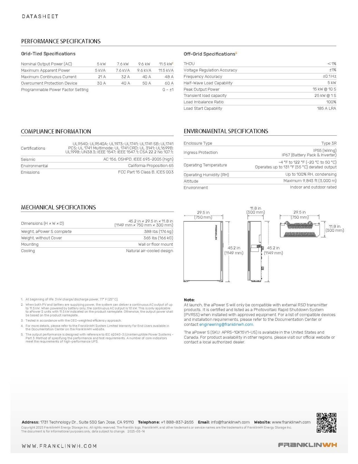 NEW ⚡ 2 (TWO) FranklinWH aPower S 15kWh LFP Battery + Built-In Hybrid Inverter