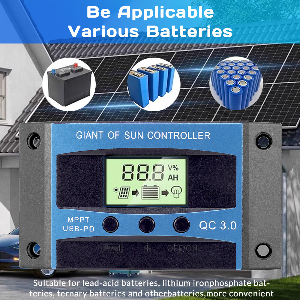 60A/100A 12V/24V/36V/48V MPPT Solar Panel PV Regulator Charge Controller LCD USB