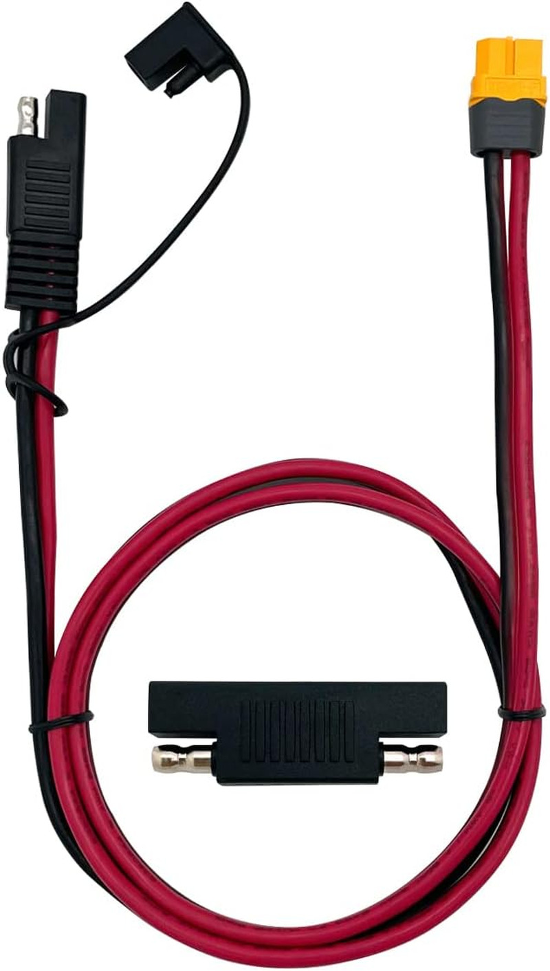 SAE to XT60 Connector Cord 12AWG Wire Extension Cable for Solar Generator Portab