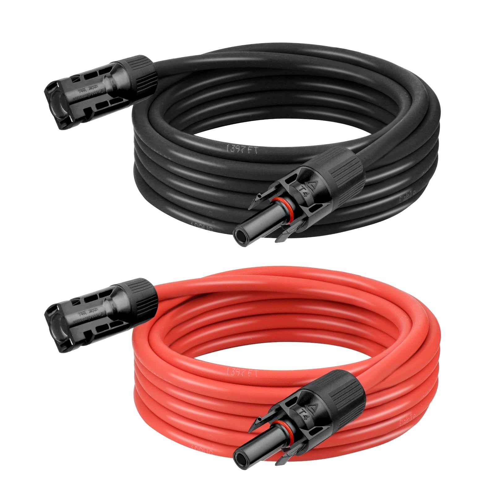 10 AWG Solar Extension Cable 16FT (8FT Black + 8FT Red) Tinned Copper Wire for R