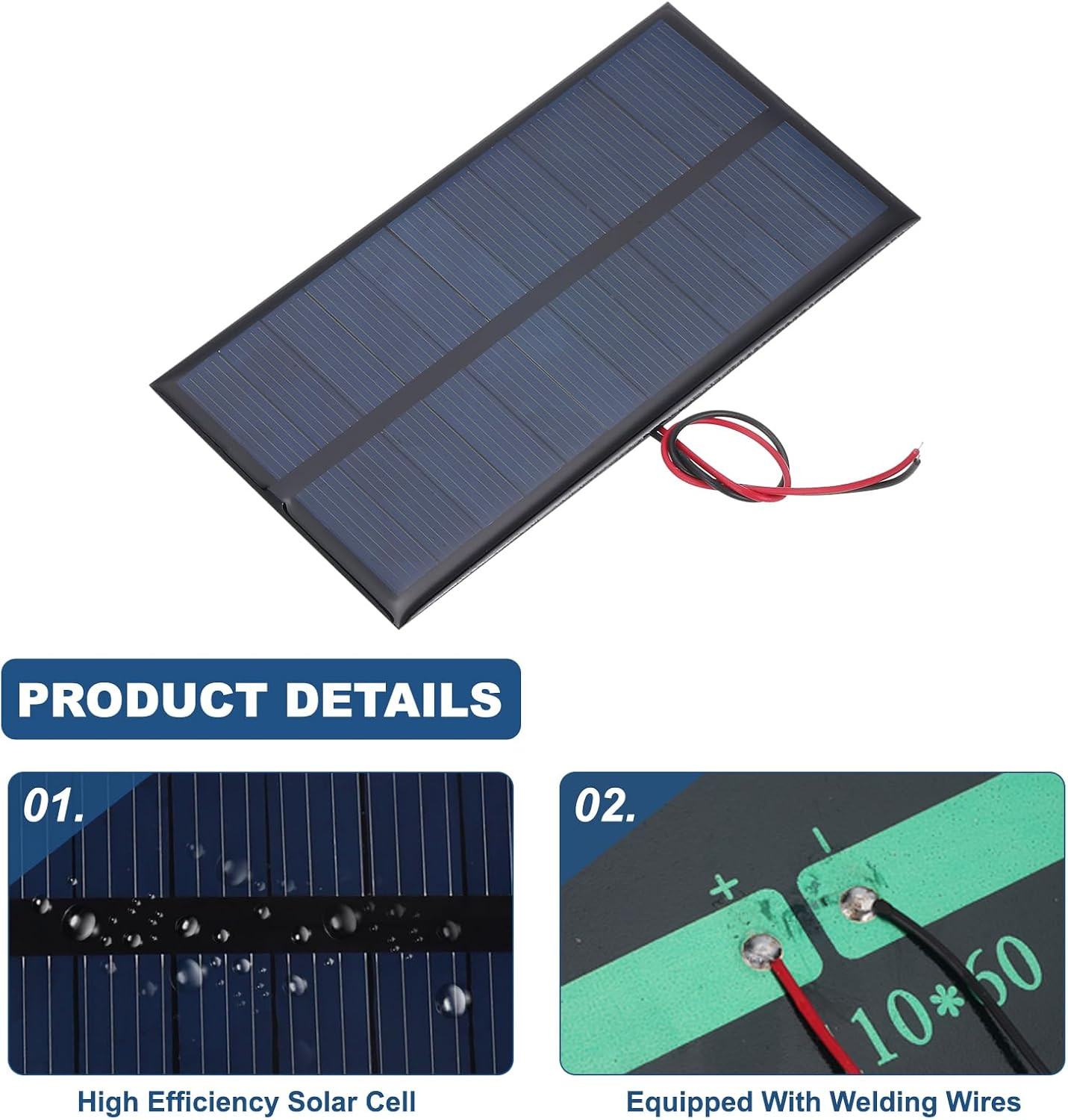 5 Pcs 6V 0.96W 160Ma Mini Solar Panels, Small Polycrystalline Solar Cell Panel w