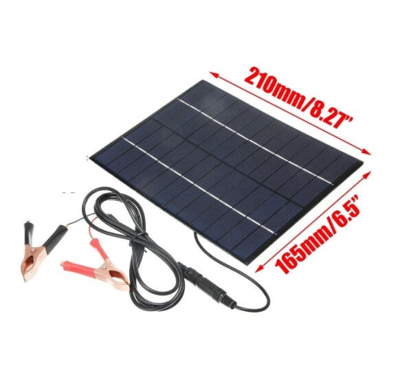 5.5W 12V silicon solar panel with battery clip for charging 9-12V battery