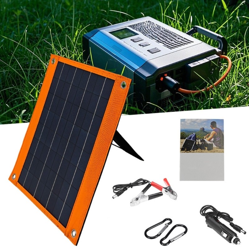 16W 18V Compactly Solar Panel Charger For Camping Hiking USB Type C DC5521Output