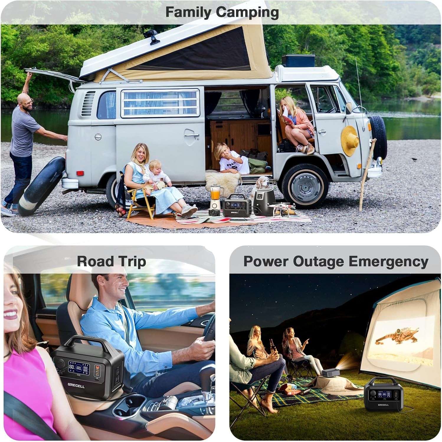GRECELL Portable Power Station 300W, 288Wh Lithium Battery, 60W Fast Charging, U