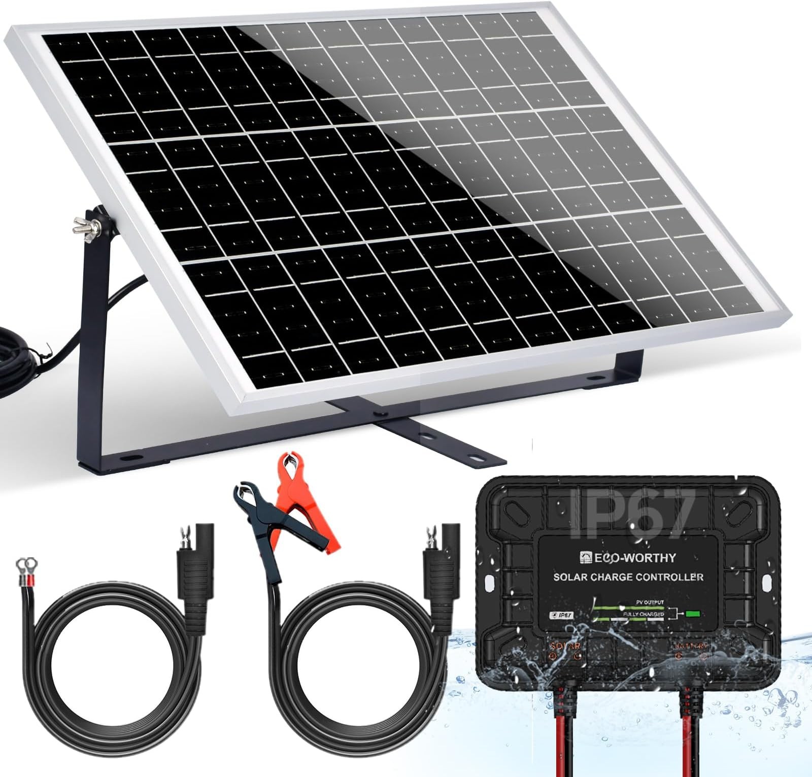 ECO-WORTHY Solar Panel Kit 25W 12V Solar Battery Charger Trickle Maintainer, …