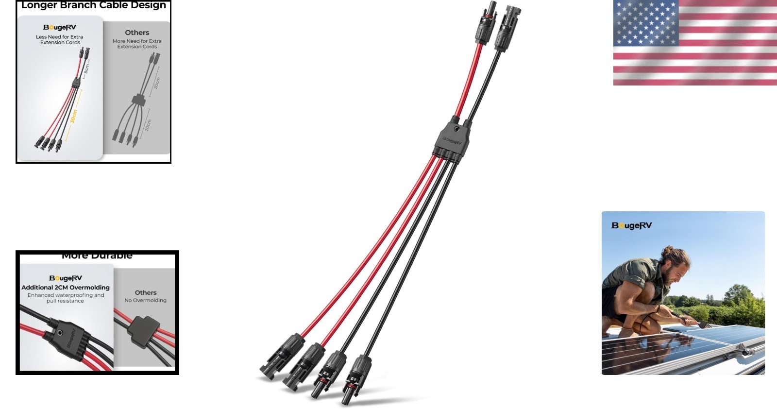 Durable 2 to 4 Y Branch Solar Panel Connectors – Heat Resistant & Easy Setup
