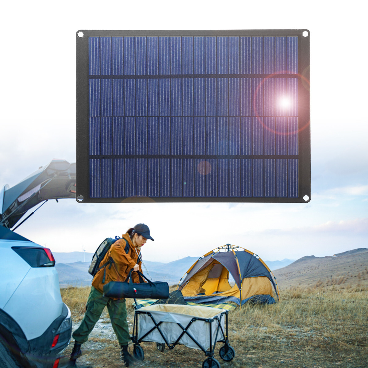 20W Solar Panel 12V Trickle Charger Battery Charger Kit Maintainer Boat RV Car