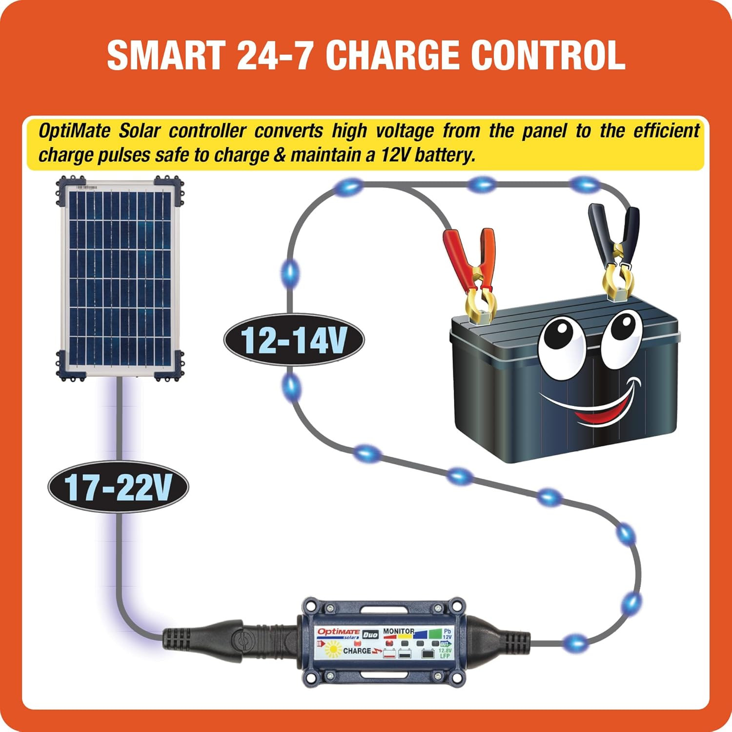 Solar Duo 10W, TM522-D1, 6-Step 12V / 12.8V 0.83A Weatherproof Solar Battery Sav