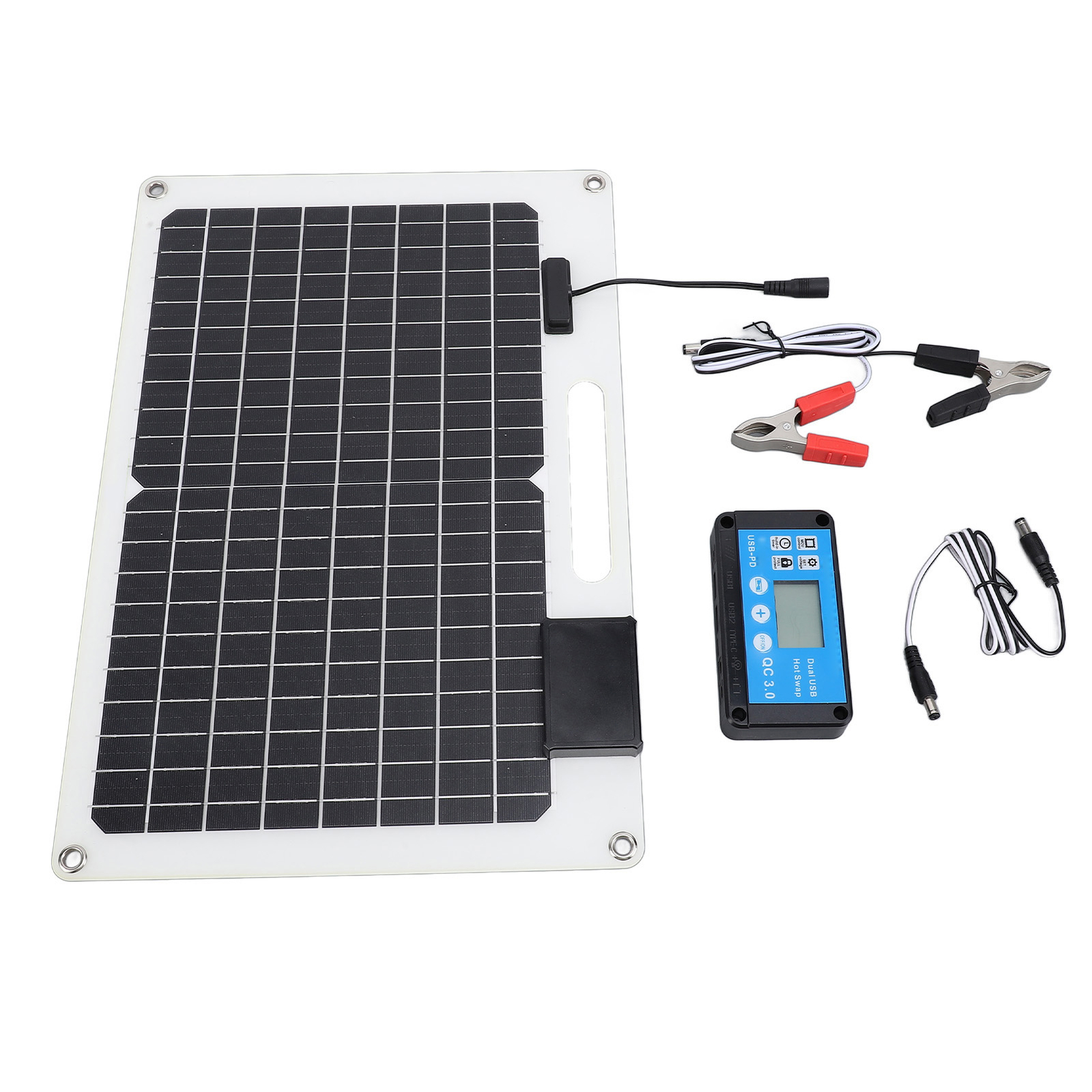 Solar Panel Battery Charger 100W Monocrystalline Silicon 12V 24V Dual USB 100