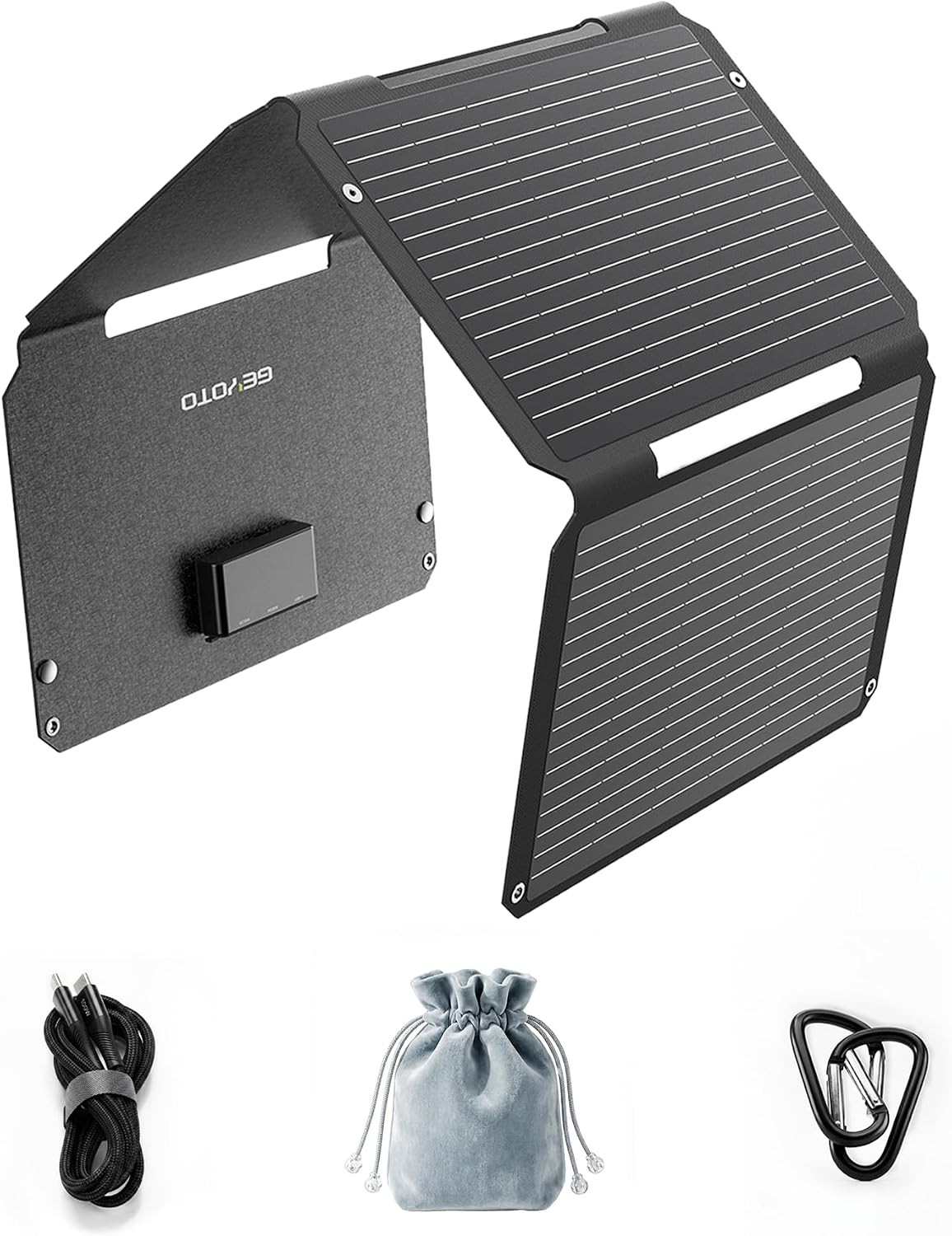 45W Solar Panel Charger W/ Dual USB-C & USB-A,25.4% High Efficiency Foldable