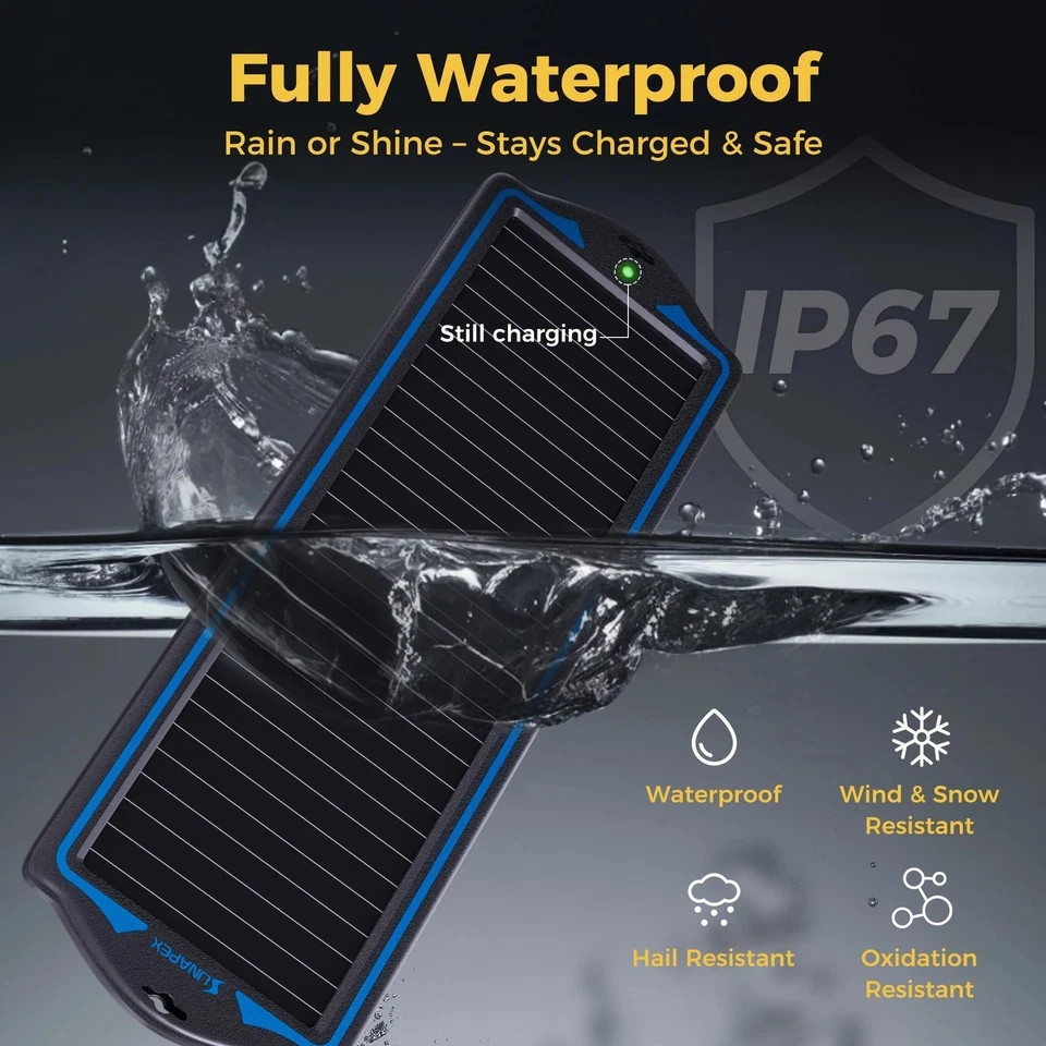 12V Solar Battery Charge: Waterproof Portable Solar Panel Kit – Battery Maintain