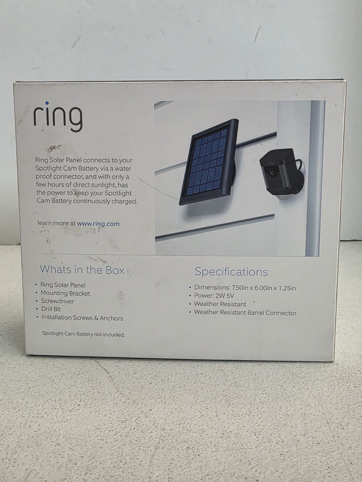 Ring Solar Panel Compatible with Spotlight Cam Battery & Stick Up Cam Battery BK