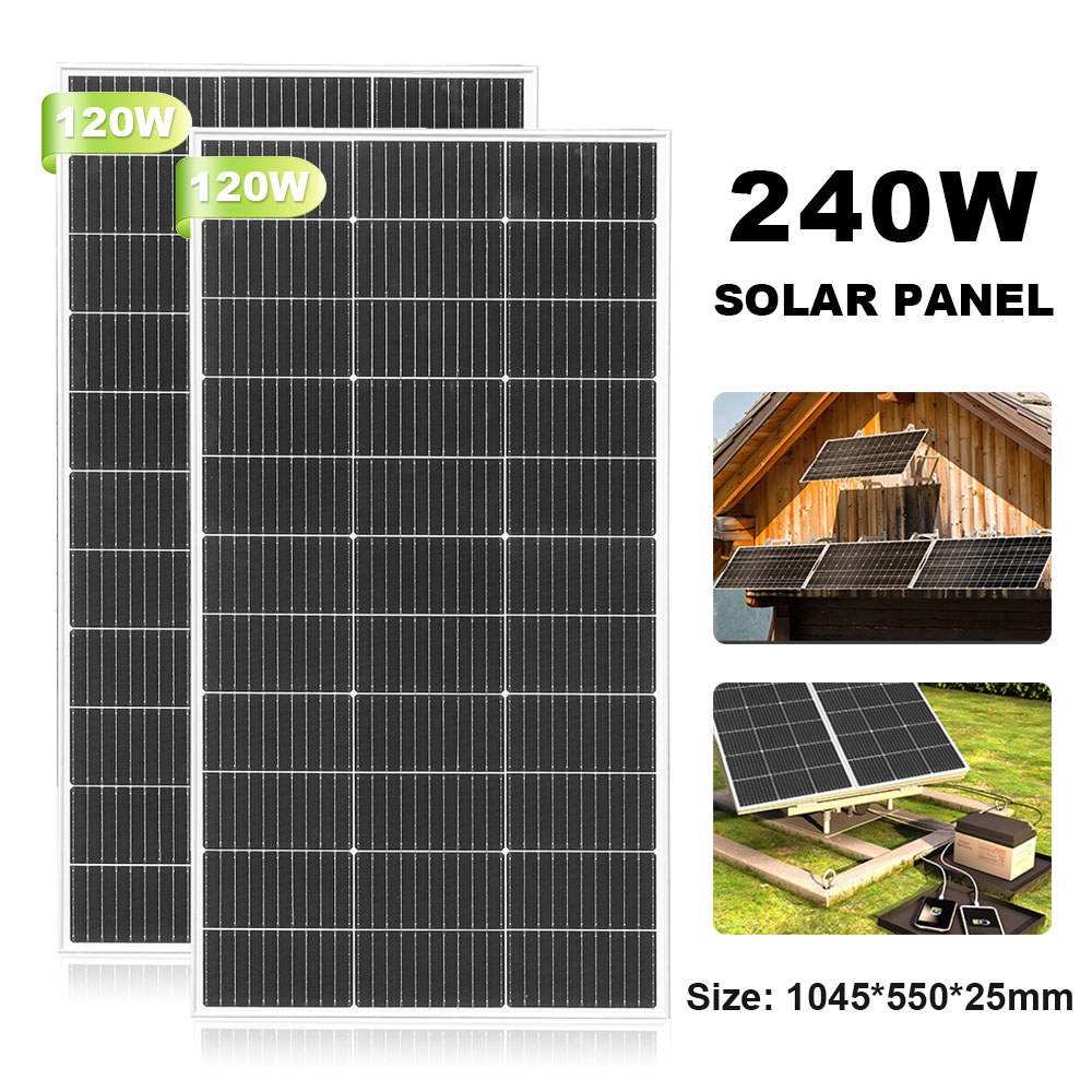 240W Watt Glass Solar Panel Monocrystalline PV Modul for RVs Camping Boat IP68
