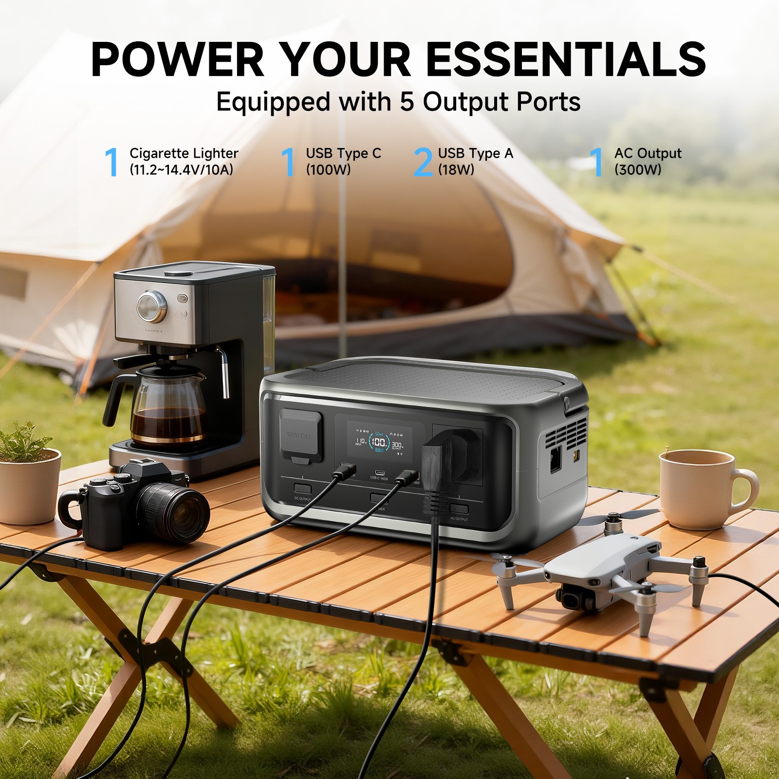 ALLPOWERS VOLIX P300 300W 256Wh Portable Power Station Power Bank Camping Trip