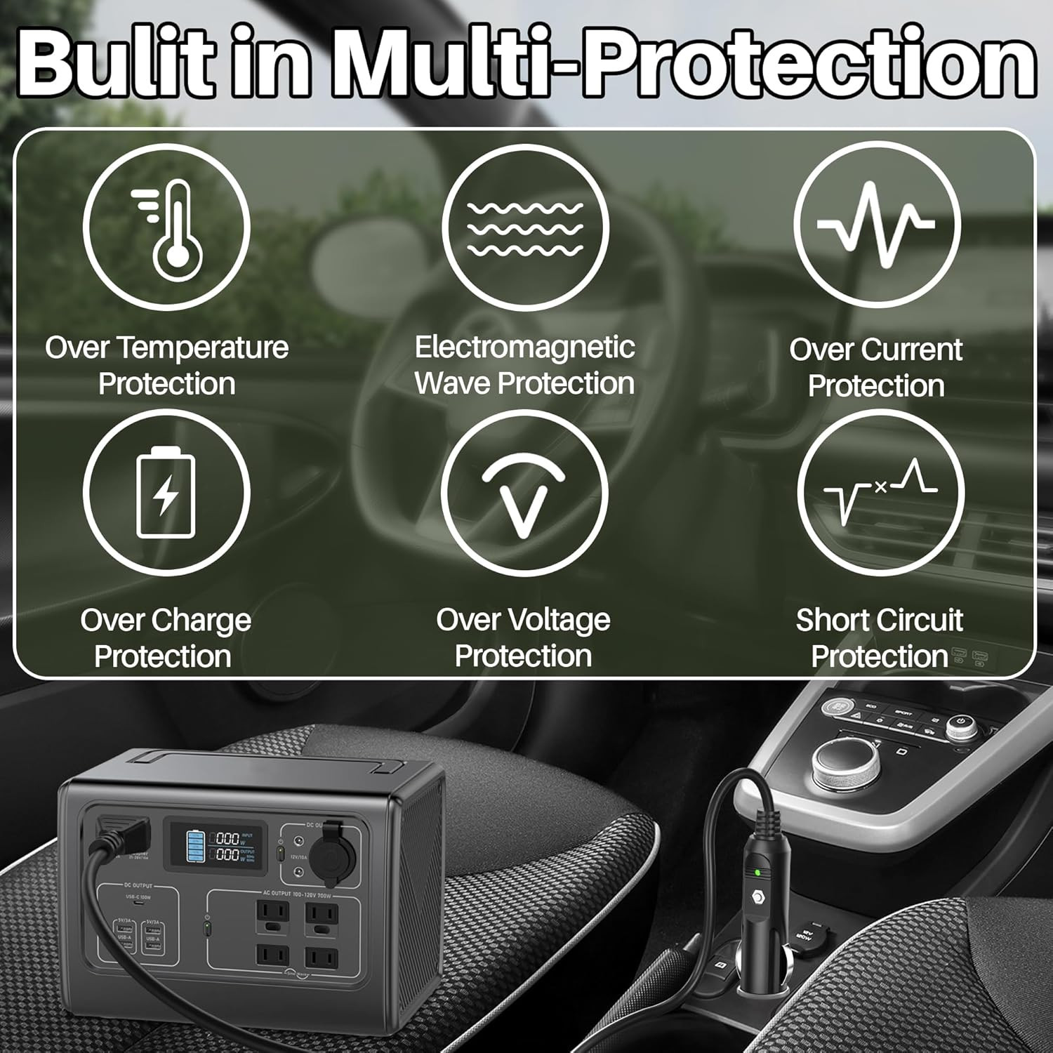 Car Charger for Ecoflow Delta/River, Bluetti EB55, Anker 757/767, XT60 Power