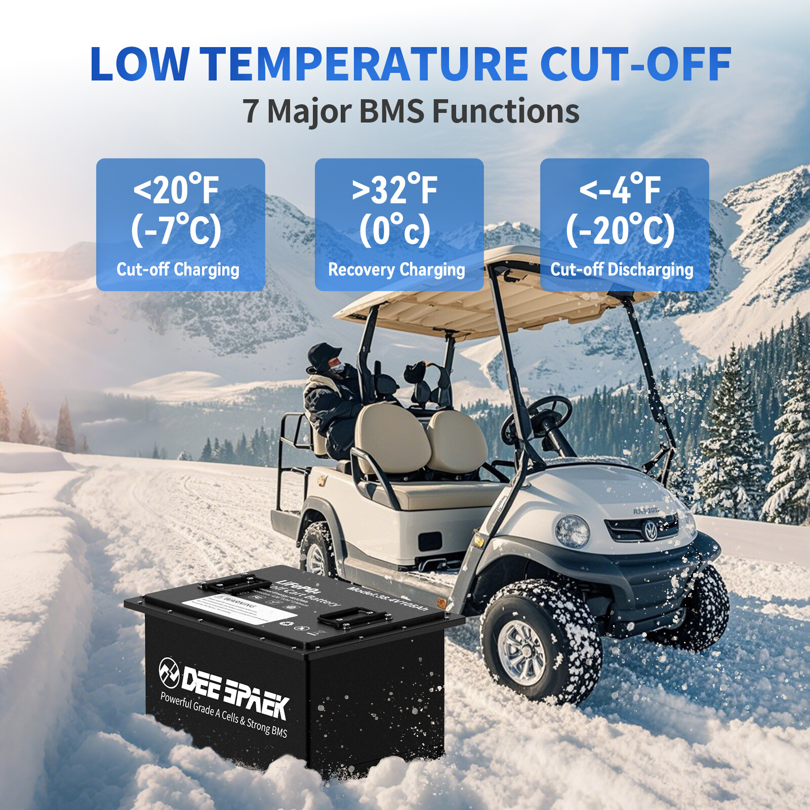 36V 105Ah Battery LiFePO4 Lithium for Golf Cart A+Cells 200A BMS +Monit+Charger