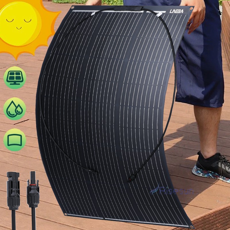 Flexible Solar Panel Mono 200W 400W 12V Bendable Camping Home RV Battery Charge