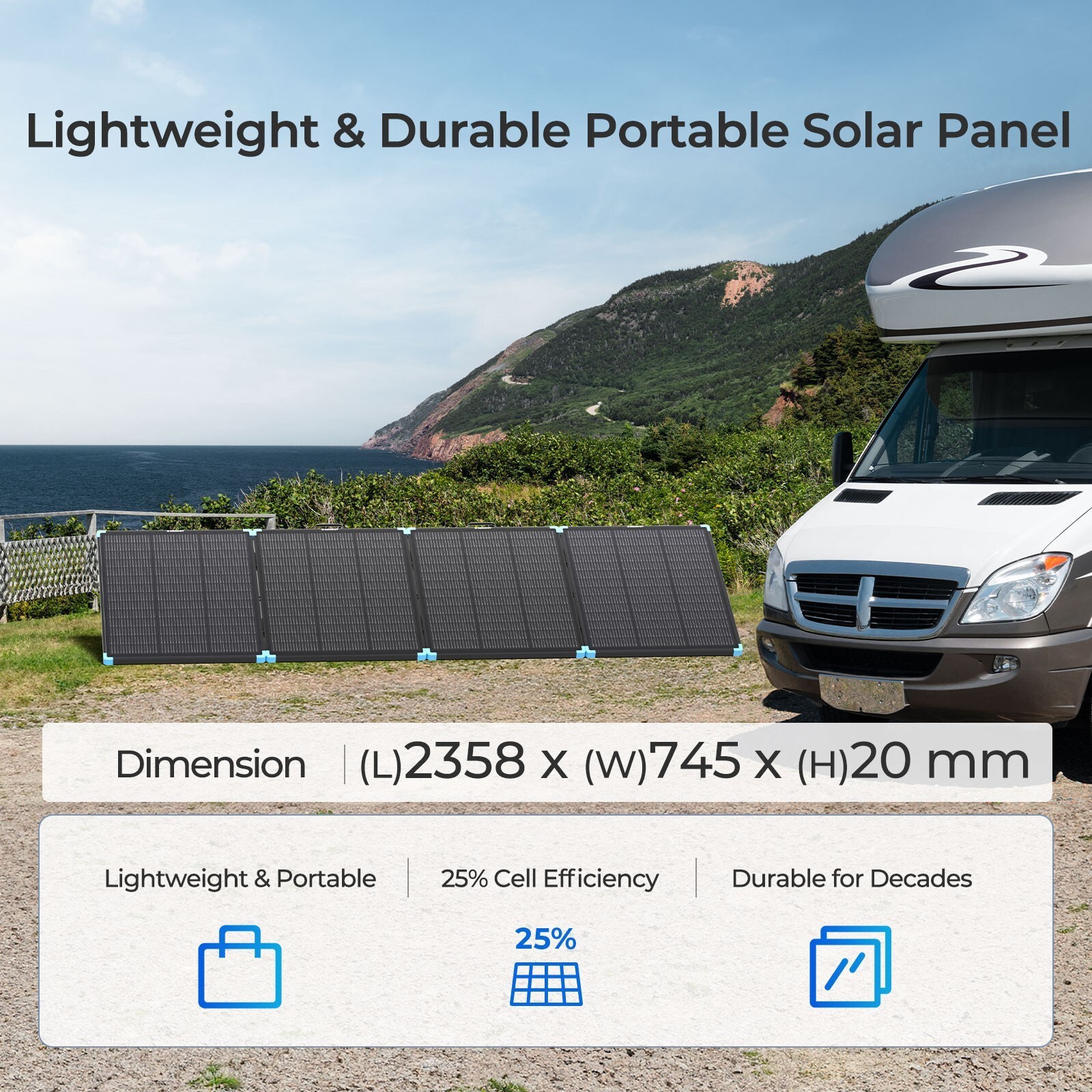 Renogy 300W Portable Solar Panel Lightweight Solar Suitcase IP67 For RV Camping