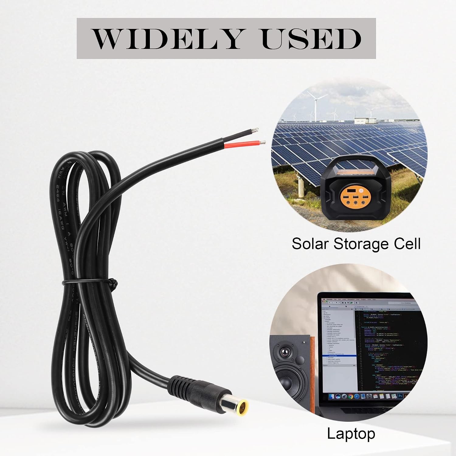 GINTOOYUN 2 Pack DC7909 Power Pigtails Cable, 12V DC 8mm Male Plug to Bare Wire