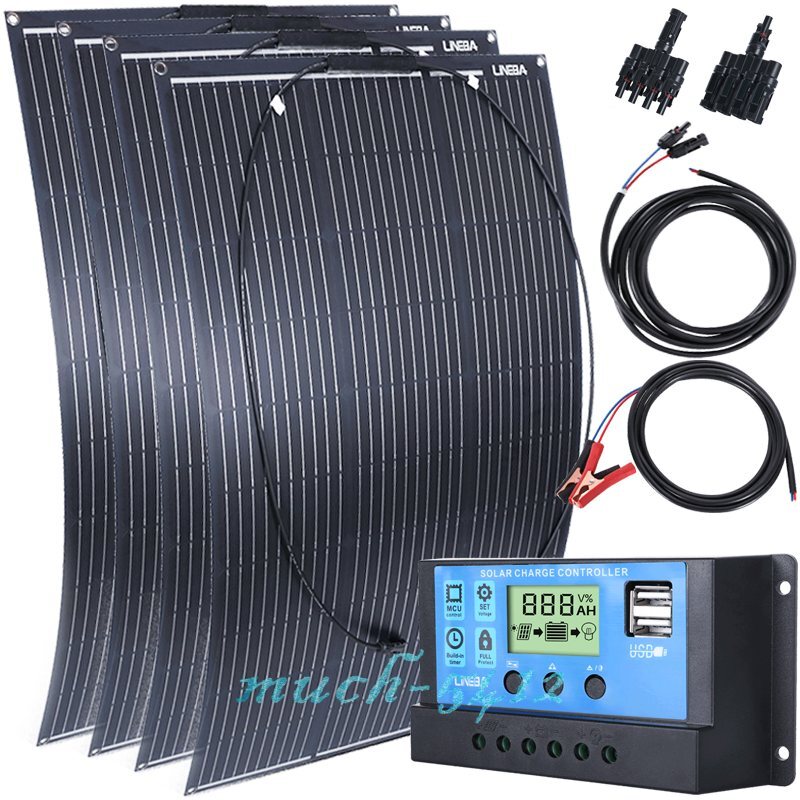 100W 200W 400W Portable Flexible Mono Solar Panel 18V for RV Camping Home Boat