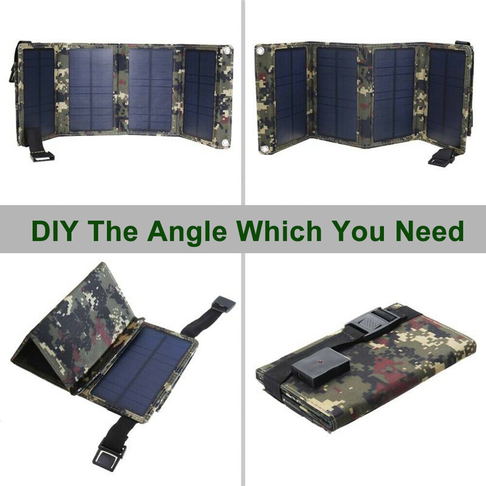 80W USB Solar Panel Folding Power Bank Outdoor Camping Hiking Phone Charger US