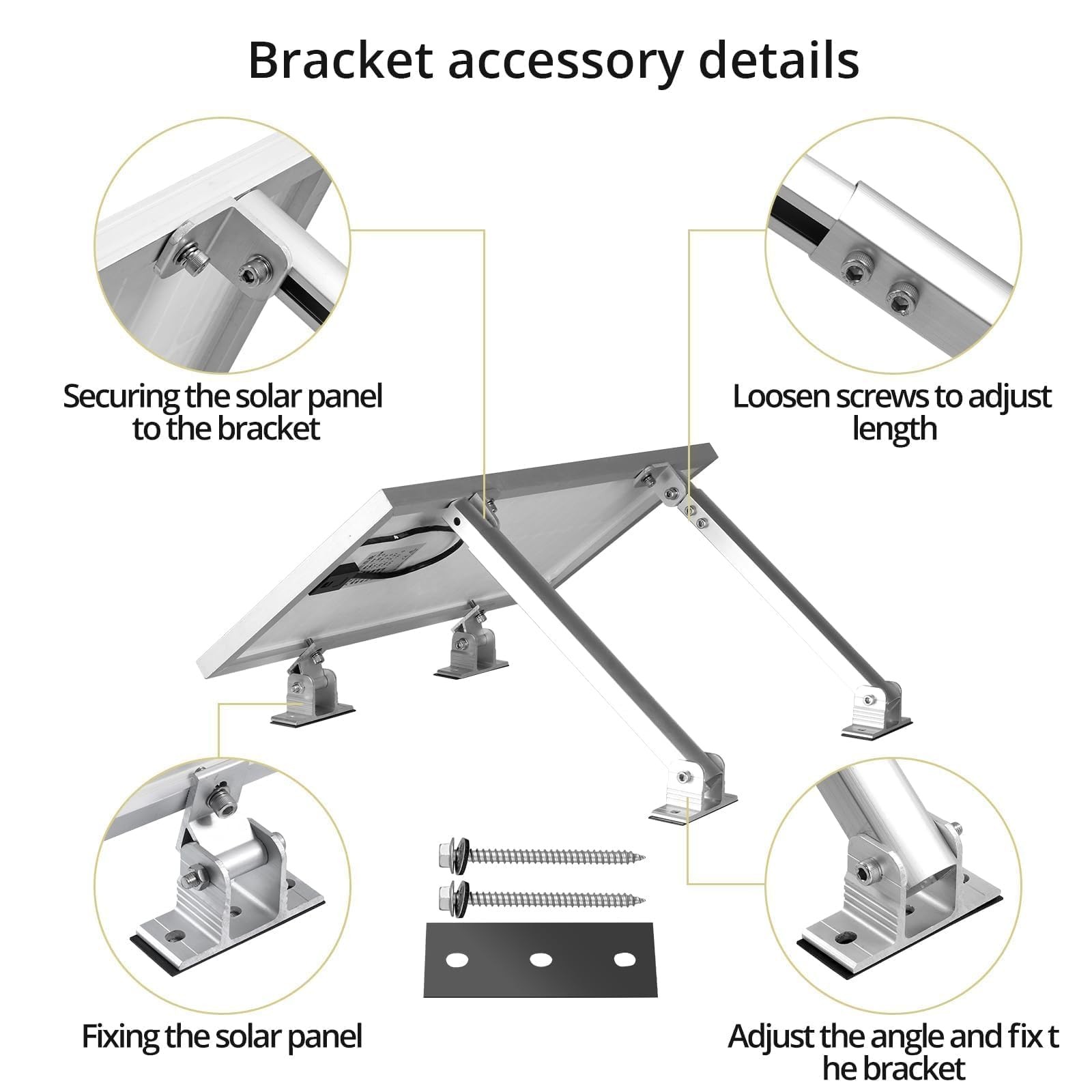 1 Set Adjustable Solar Panel Tilt Mount Brackets, 15-30° Adjustable Aluminum …