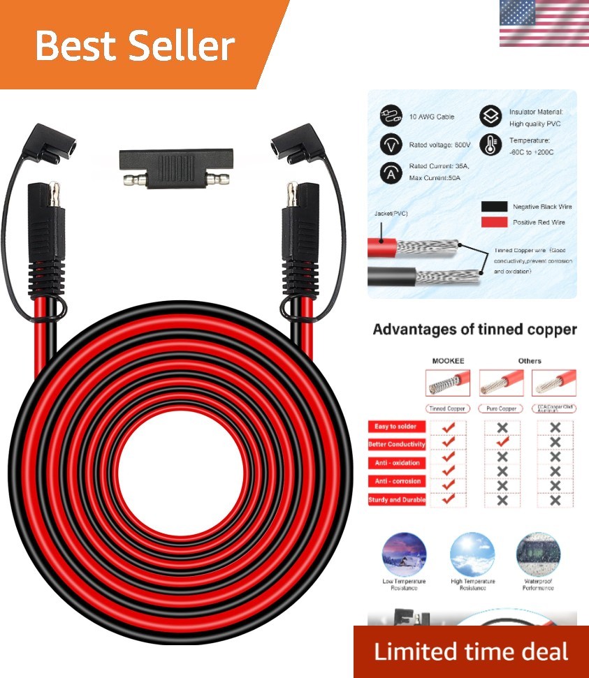 10AWG SAE Quick Disconnect Battery Charger Cable – 30FT Waterproof & Dustproof