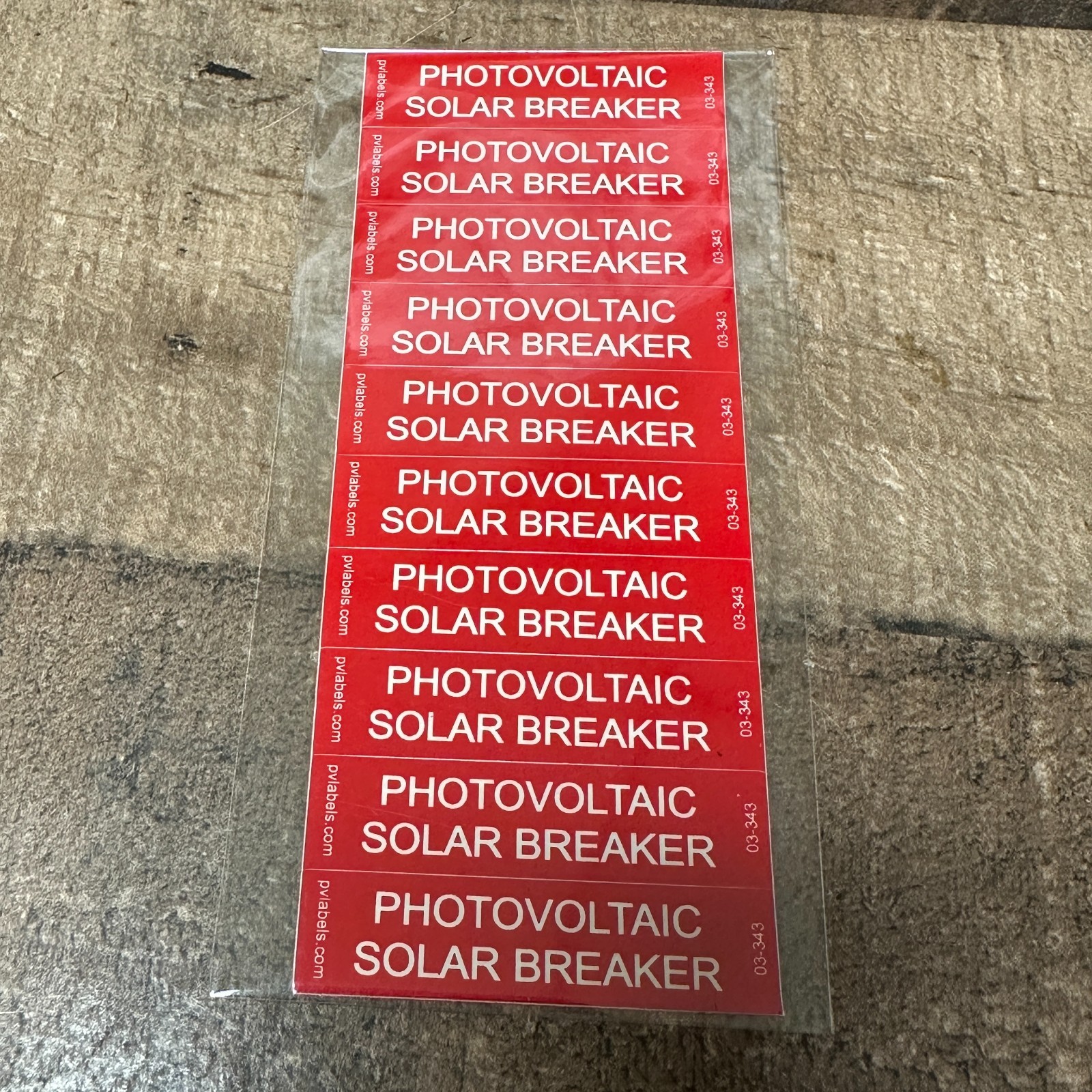 1/2″ x 2″ Photovoltaic Solar Breaker Labels 03-343 Solar PV Sticker Sheet of 10