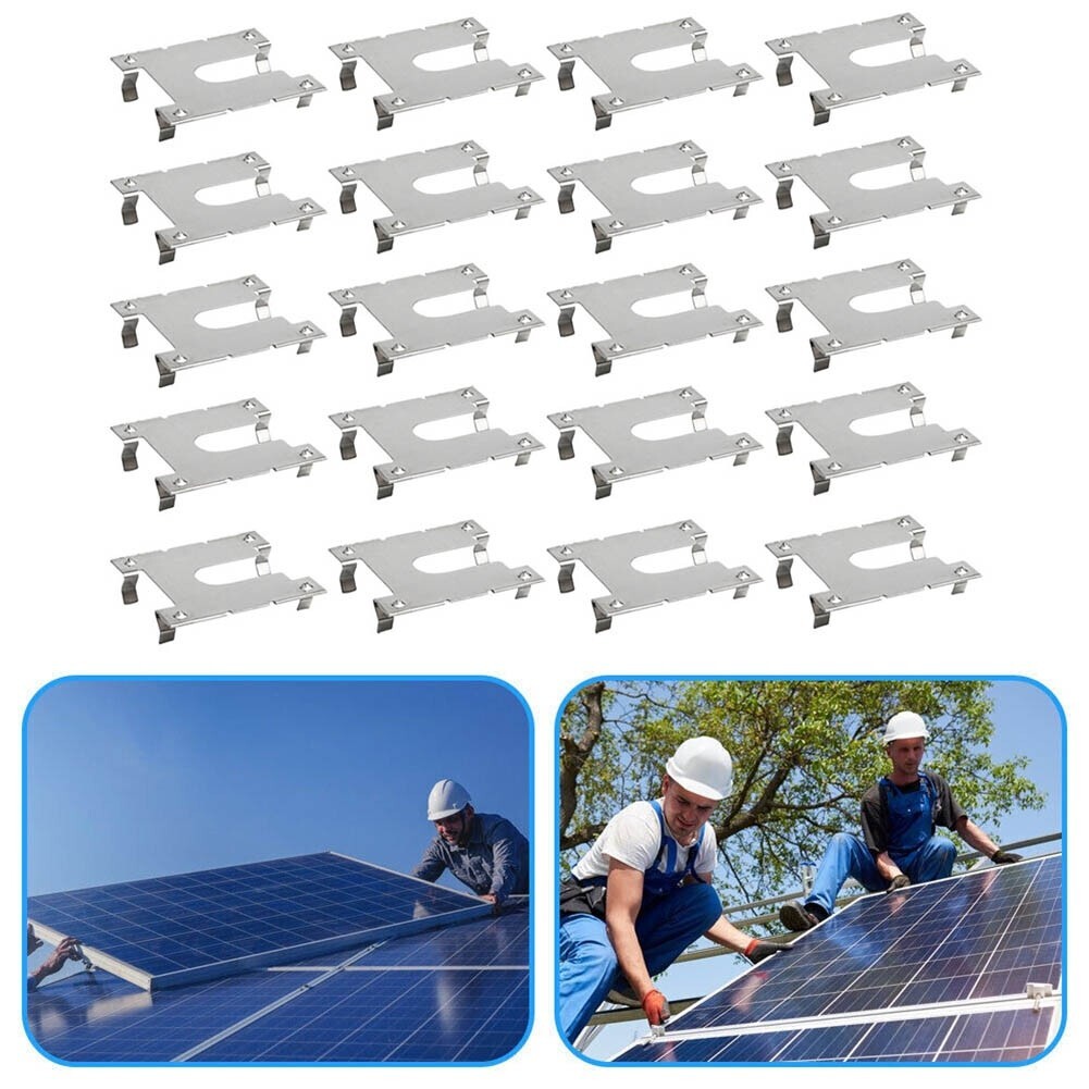 20X Earth Plate Grounding Clip Solar Panels PV Roof Fitting Stainless Steel New