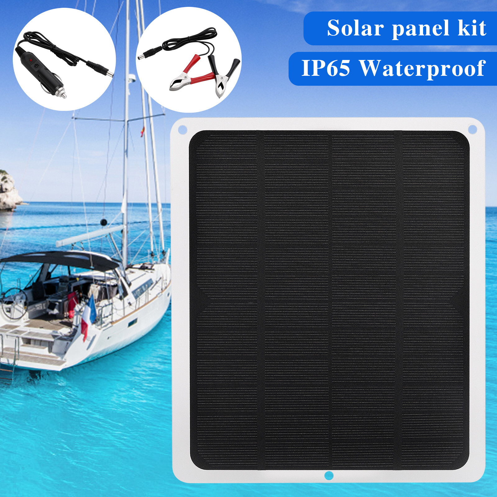 22W Solar Panel Kit 12V Trickle Charger Battery Charger Maintainer Boat RV Car