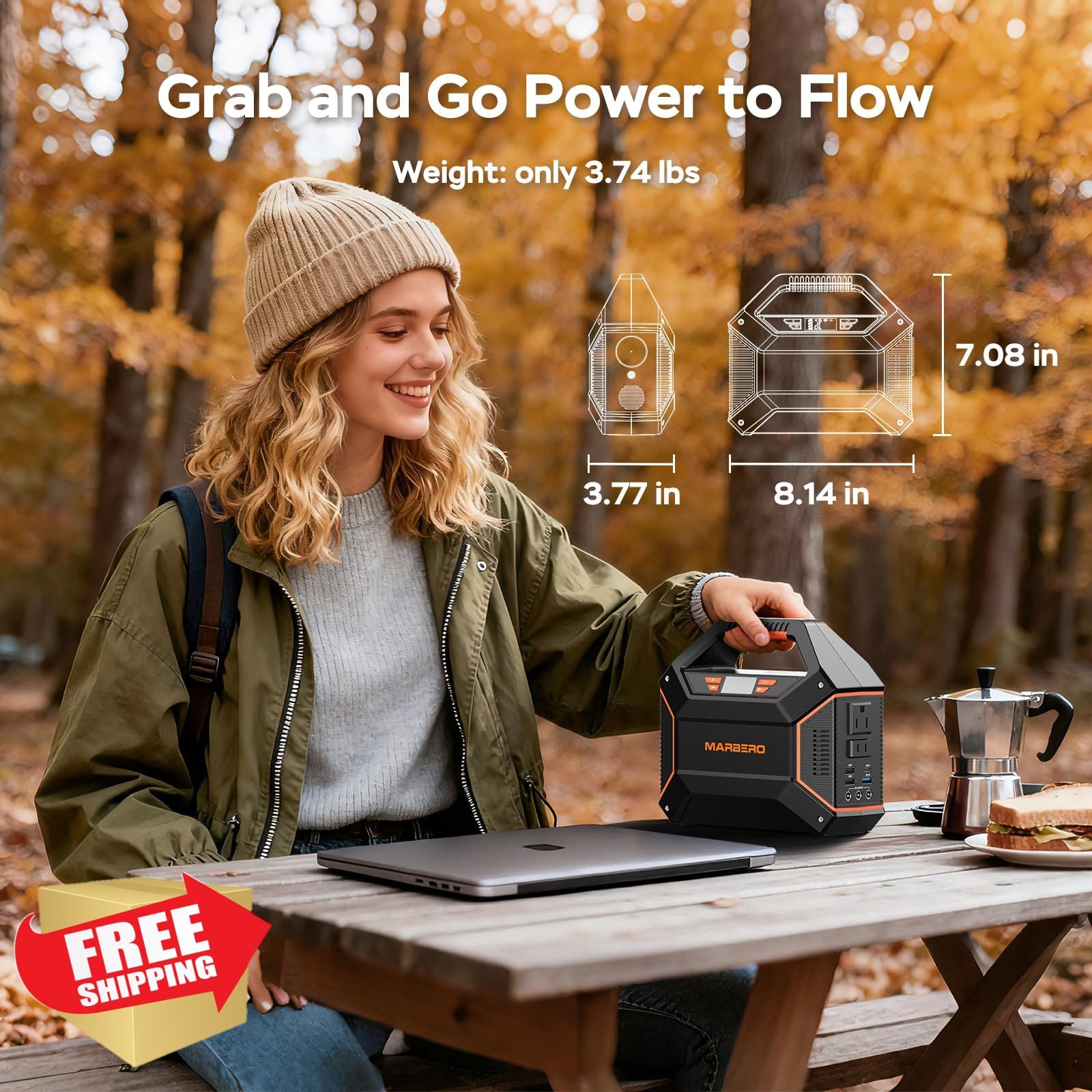 MARBERO Orange 155Wh Power Station 100W