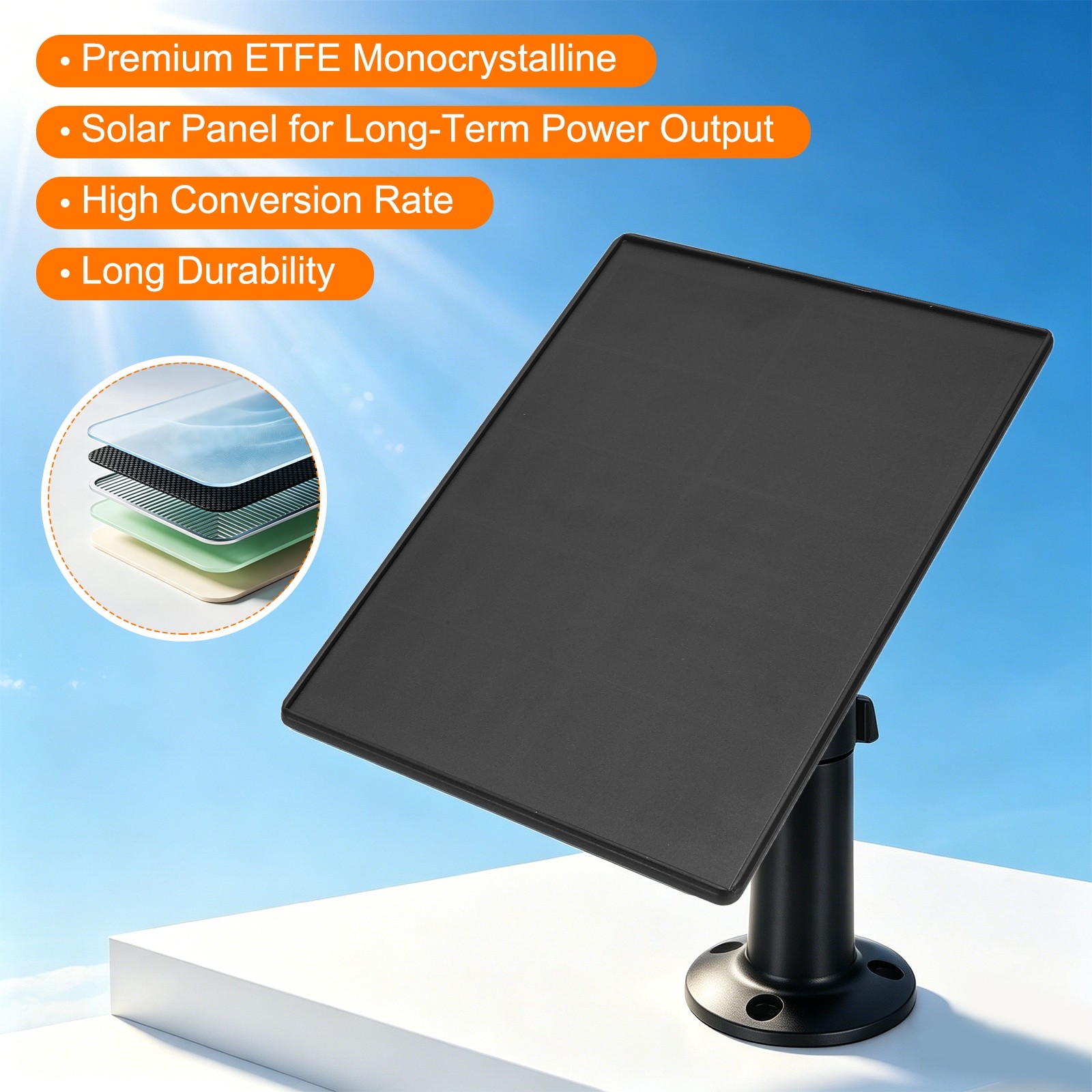 2 Pack of 5V 4W Solar Panel, Waterproof Dual Type-C/USB Solar Charger, Black