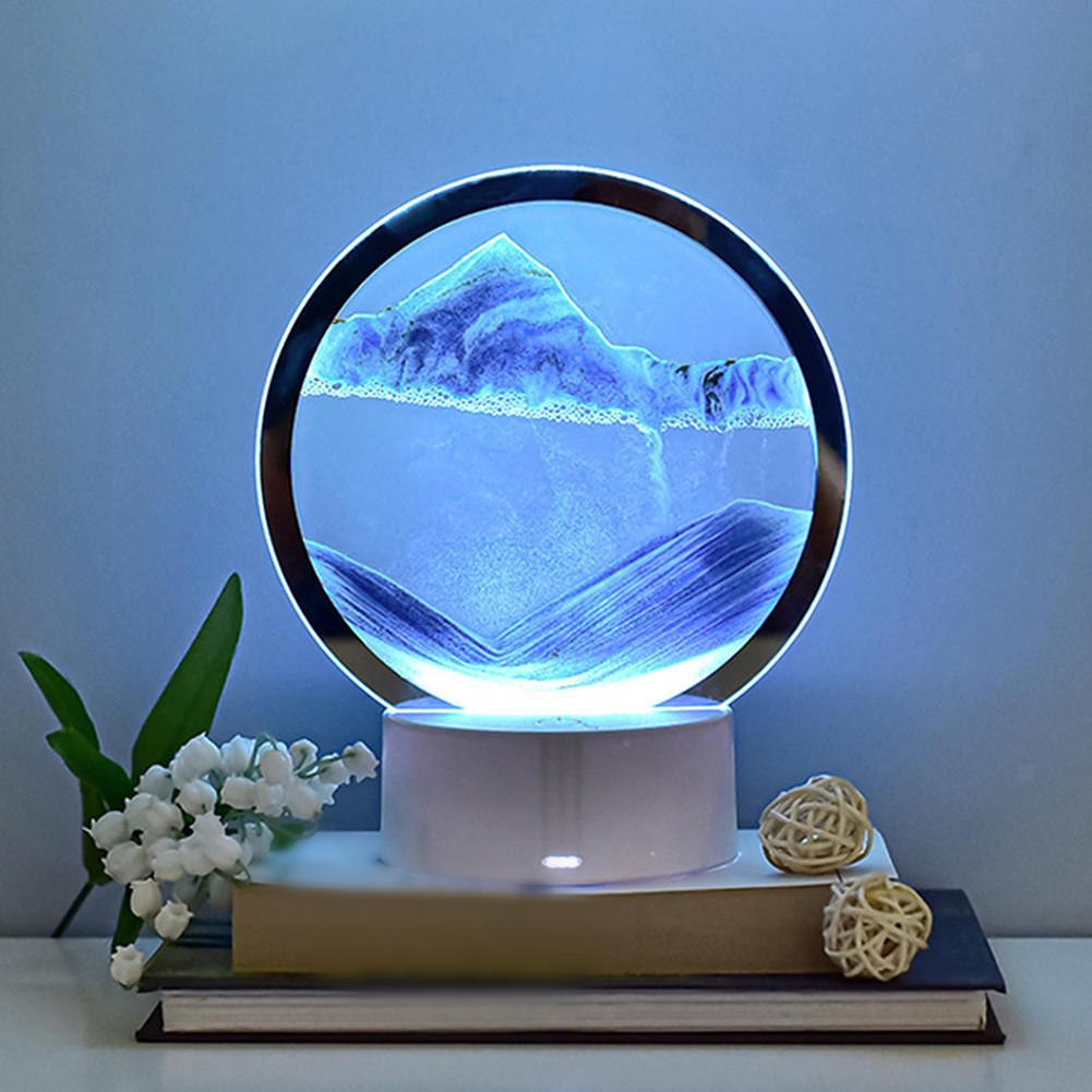 Sand Motion Hourglass Desk Lamp with Gentle Illumination for Bedroom or Office