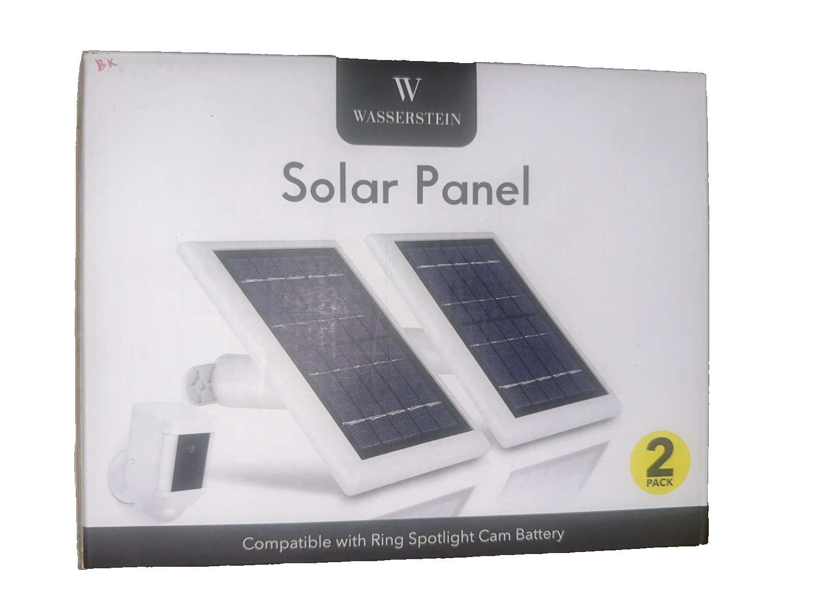 Wasserstein Solar Panel Compatible with Ring Spotlight Cam Battery- Black 2 Pack
