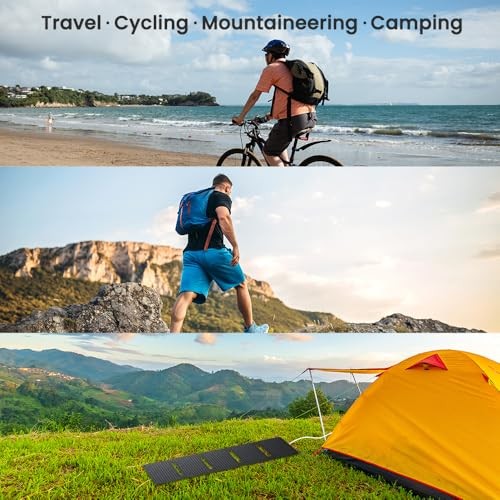 Upgraded Portable Solar Panel Chargers with PD2.0 USB-C,QC3.0 USB-A and 40W