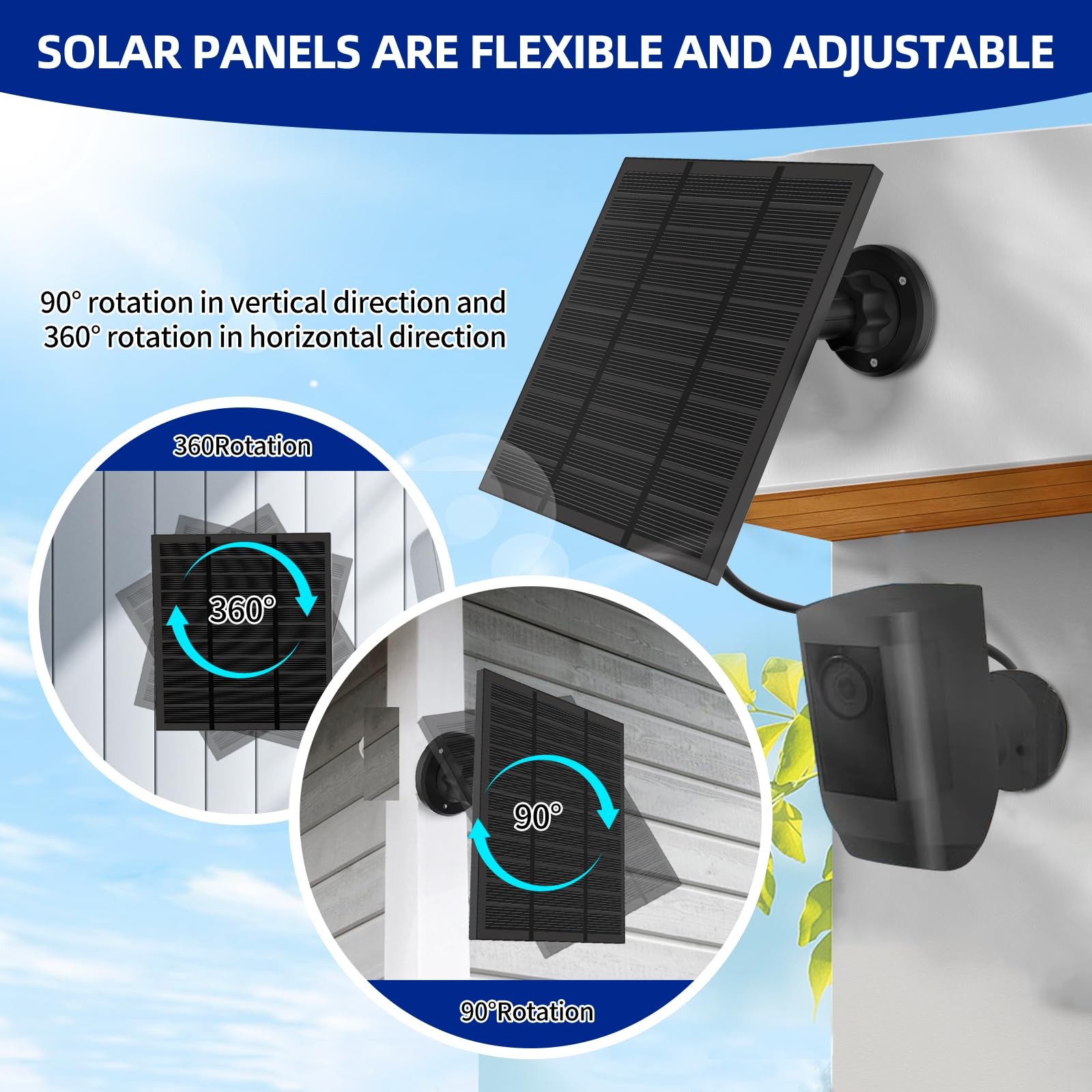 Solar Panels for Ring Outdoor (New Generation) 5W 5V Solar Panel Charger with…
