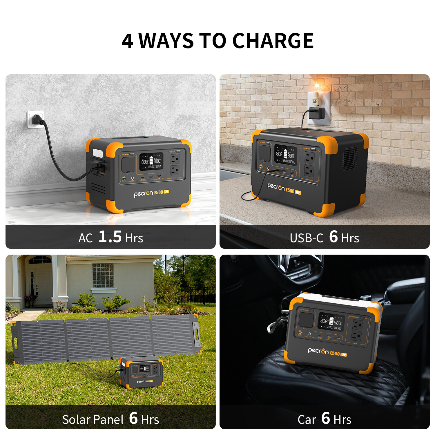 PECRON E500LFP 576Wh 600W Power Station Solar Generator with 100W Solar Panel