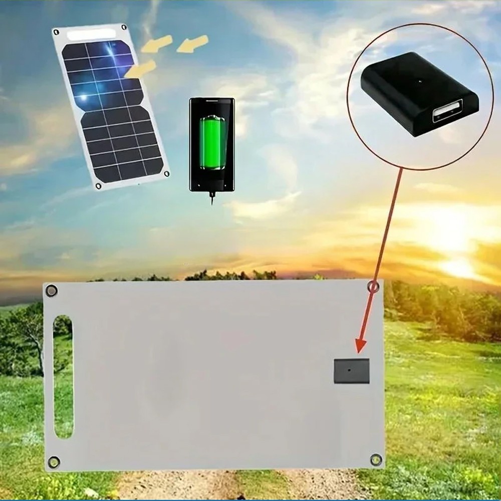 USB Solar Panel Power Bank for Outdoor Camping Hiking Phone Charger 5V Portable