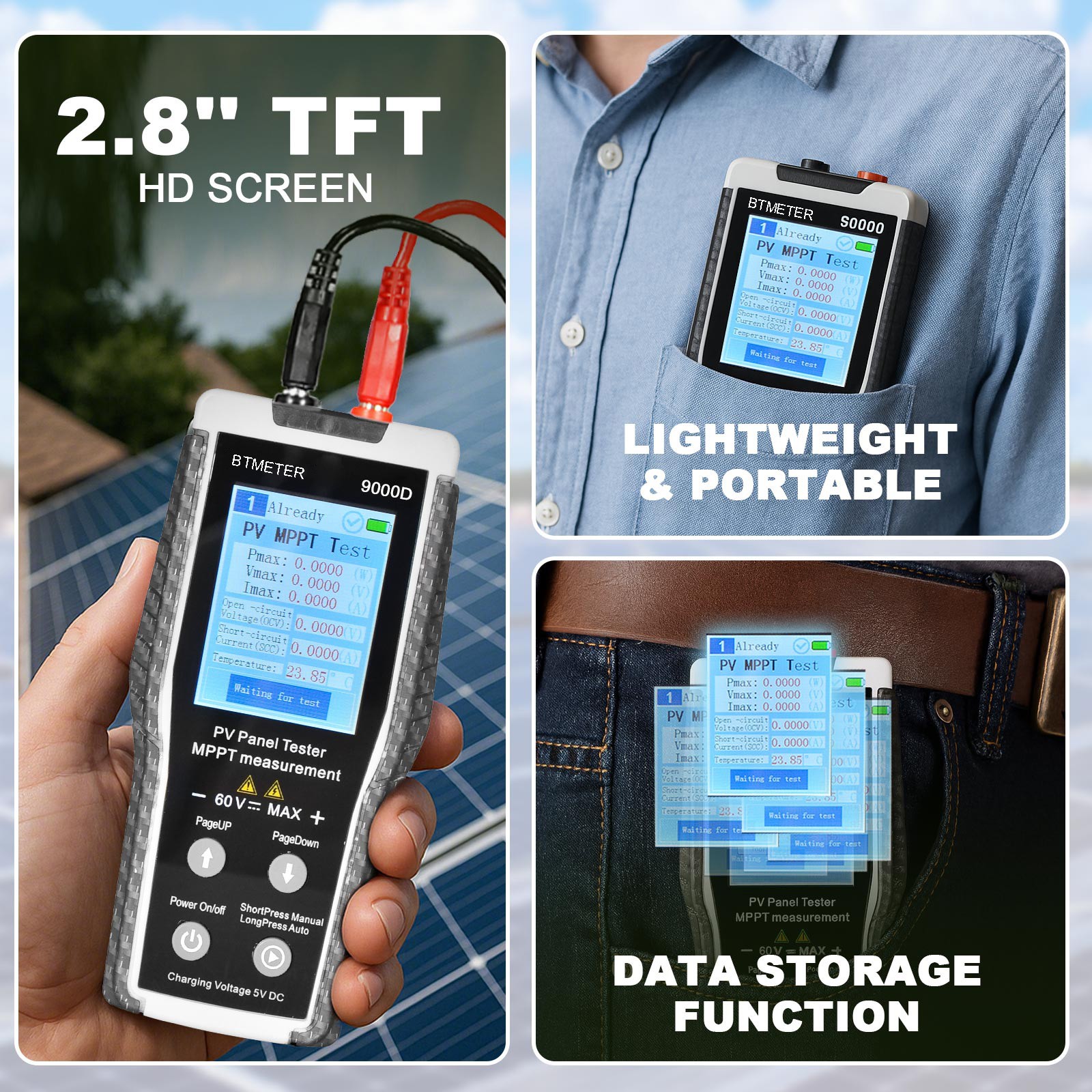 MPPT Solar Photovoltaic Panel Tester LCD Digital Display 800W 0-60V 0-35A MC4