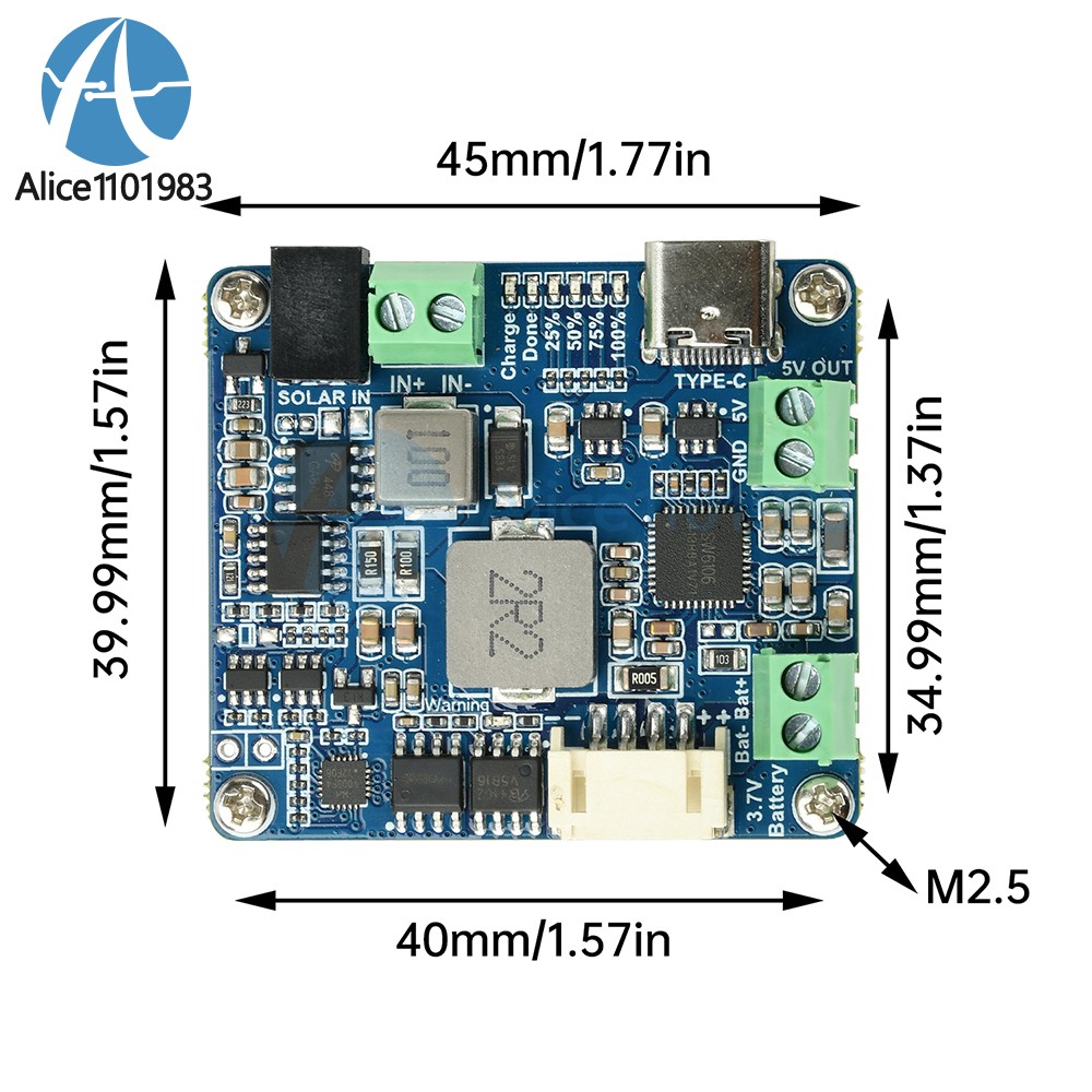 6-24V Solar Panel Power Management Module 5V 3A Supports MPPT, PD QC FCP SFCP