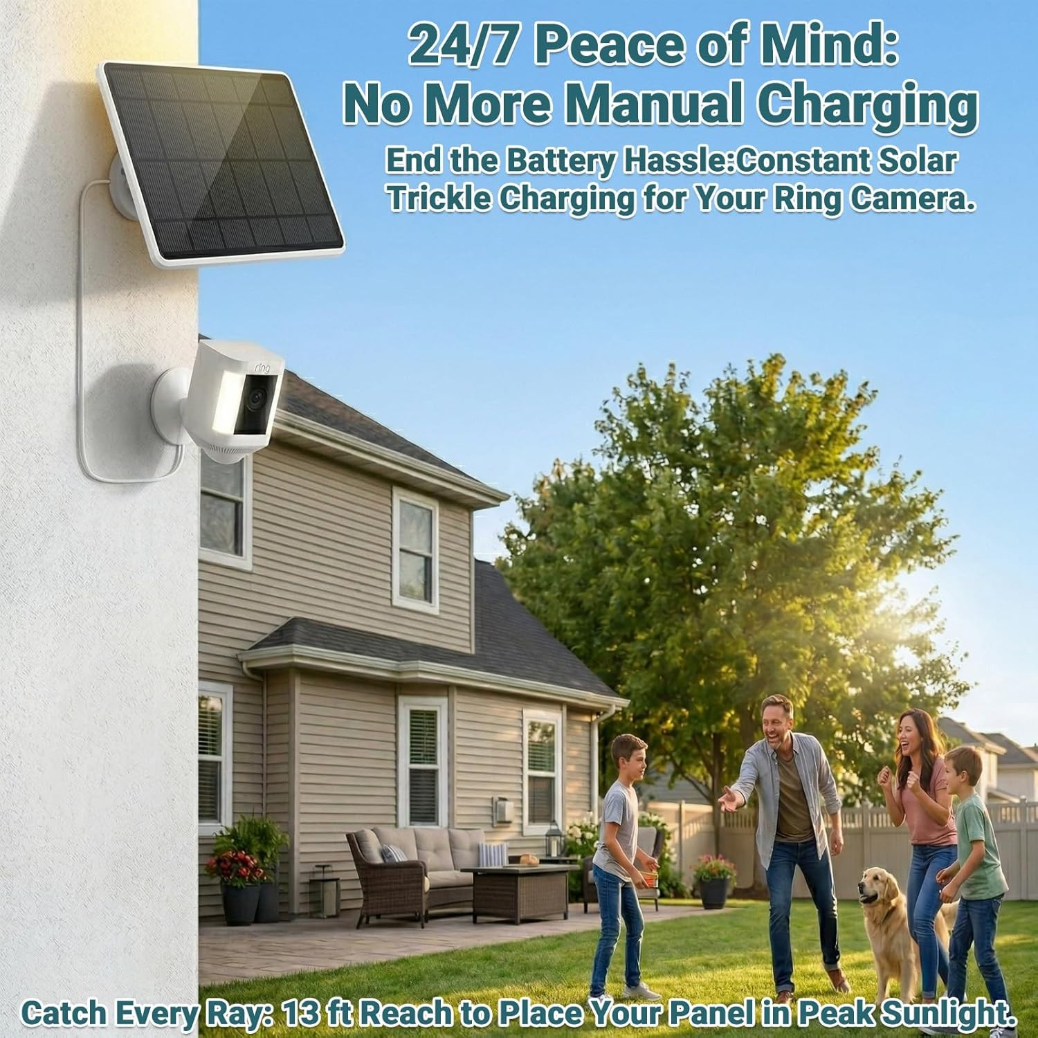 1-Pack 6W Solar Panel for Ring Camera Outdoor Wireless, Fast Solar Charger for R
